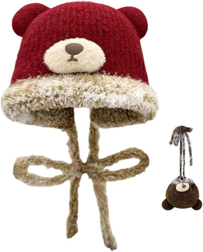 Winter Cute Bear Knitted Beanie