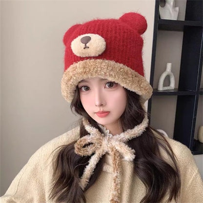 Winter Cute Bear Knitted Beanie