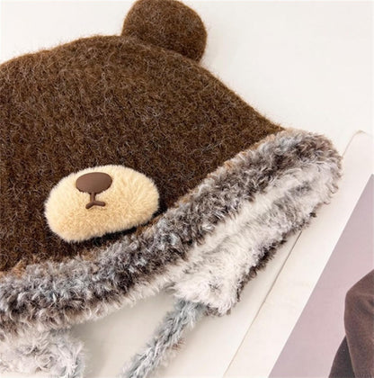 Winter Cute Bear Knitted Beanie