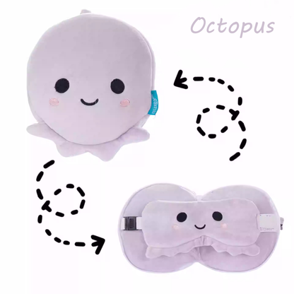 Loveable Cartoon Functional Travel 2-in-1 Eye Mask - Portable and Versatile