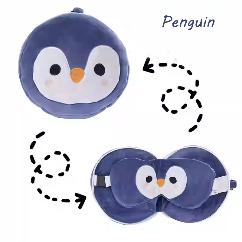 Loveable Cartoon Functional Travel 2-in-1 Eye Mask - Portable and Versatile