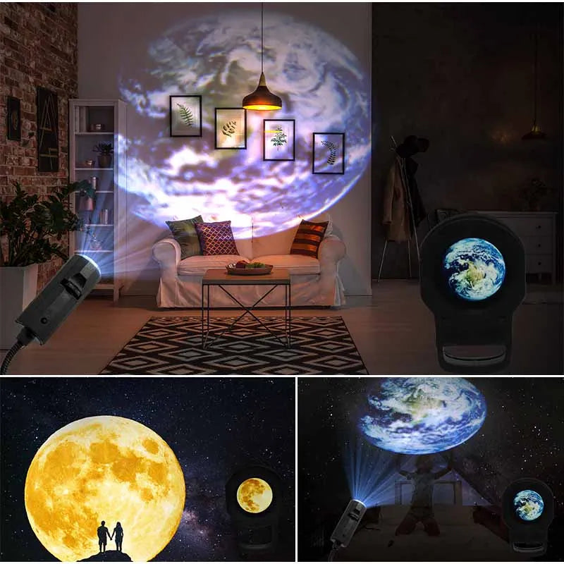 3D Moon Earth Night Light